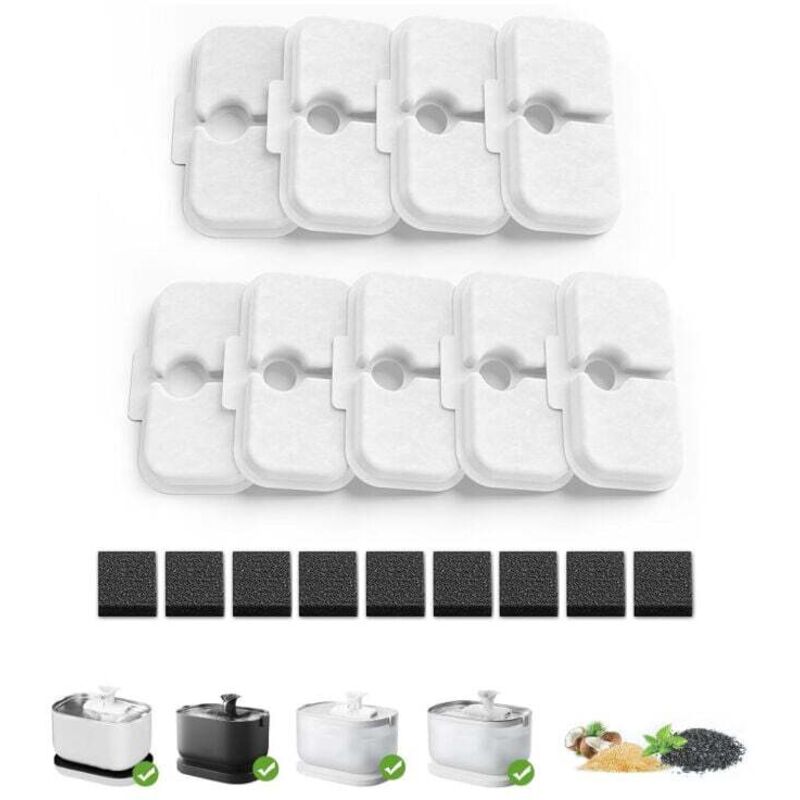 6x Ersatzfilter-Set für Katzenbrunnen (PLWF005) – Inkl. Aktivkohlefilter + Vorfilterschwämme – Kompatibel mit 2,5L Trinkbrunnen – Anti-Schmutz,