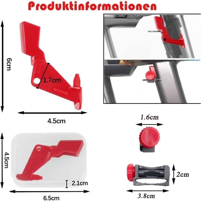 Ersatzschalter für Dyson V11 V10 Staubsauger, verbesserter Entriegelungsknopf für Dyson V15 V11 V10 (2 Schalter + 1 Knopf + 1 Schraubendreher)