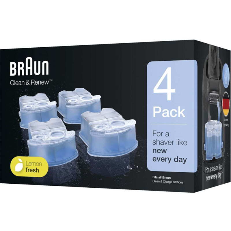 Braun - Ersatzteil - Original-Pack mit 4 Reinigungsflüssigkeitsnachfüllungen -