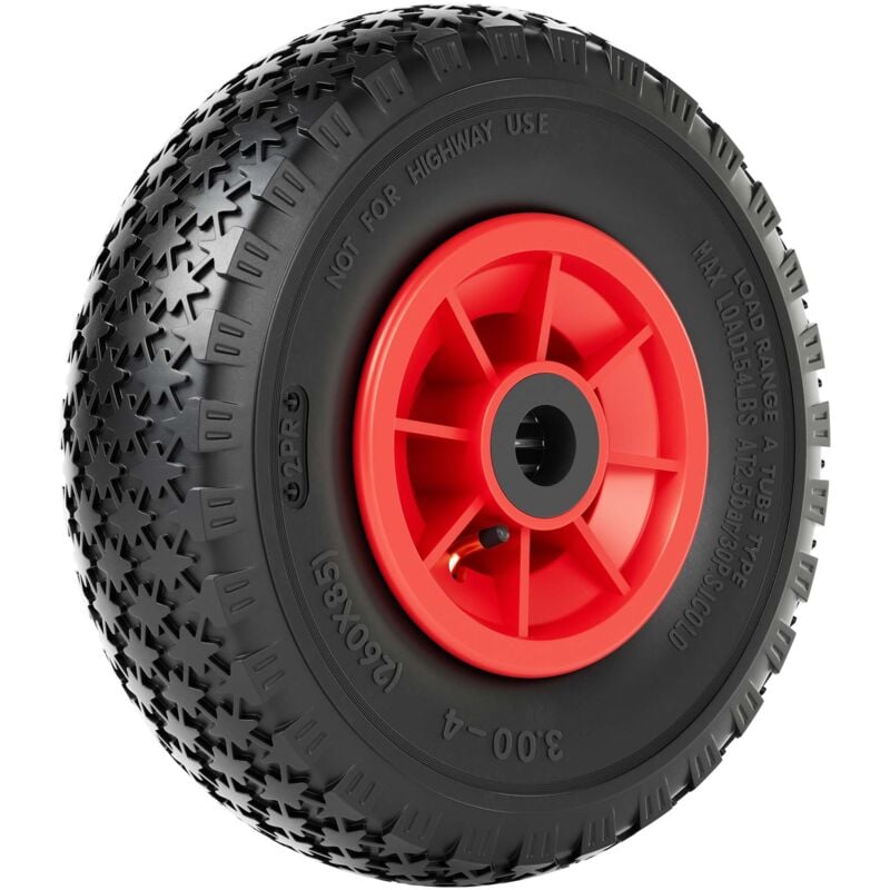 Rad 3.00-4 85 x 260 mm 90 kg, Schubkarren Komplettrad mit Kunststofffelge, Winkelventil, Luftreifen für Sackkarre, Bollerwagen u.a . - Wiltec