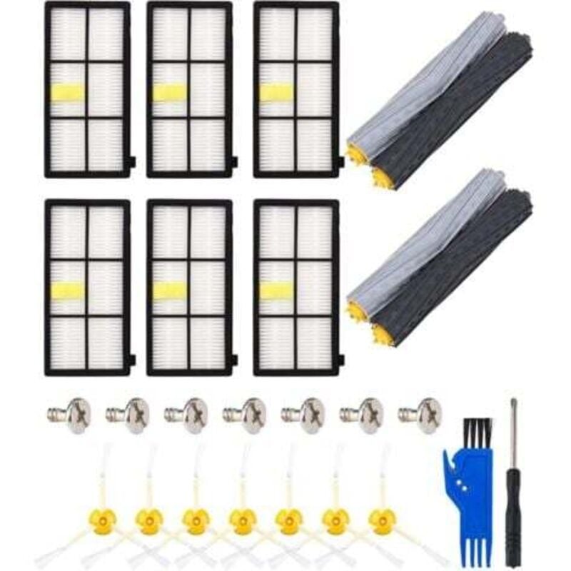 Ersatzteile für iRobot Roomba 800 900 Serie, Ersatzteile Bürsten Kompatibel mit800 900, 890 880 870 990 980 976 900 Staubsauger Zubehör, 6 Filter , 2