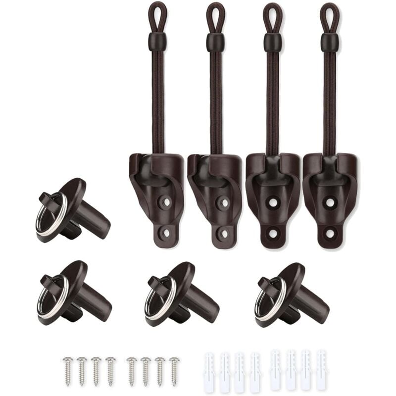 Coocheer - Ersatzteile für Sonnenschutz: Clip, Endschlaufen-Set, wetterfest, kompatibel mit Coolaroo-Rollos für den Außenbereich (braun, 2er-Pack)