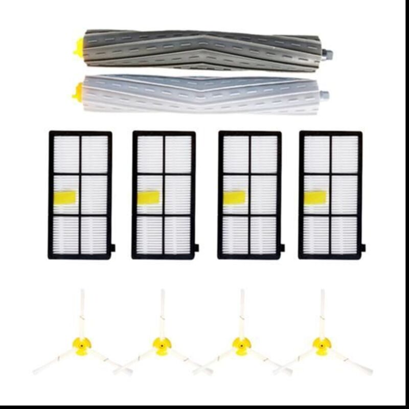 Ersatzteilset für iRobot Roomba 800er Serie 860 865 866 870 871 880 885 886 890 900 960 980: Haupt- und Seitenbürste, HEPA-Filter
