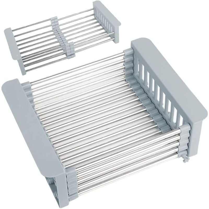 Erweiterbarer Abtropfständer für die Spüle, verstellbarer Abtropfständer für die Spüle, verstellbarer Abtropfständer aus Edelstahl,