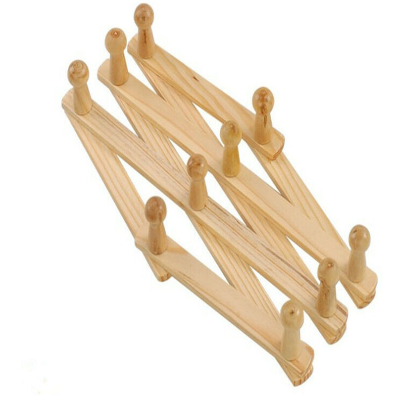 Erweiterbarer Garderobenständer aus Holz, Wandmontage-Akkordeonhaken aus Holz zum Aufhängen von Hüten, Mützen, Tassen, Mänteln, Taschen,