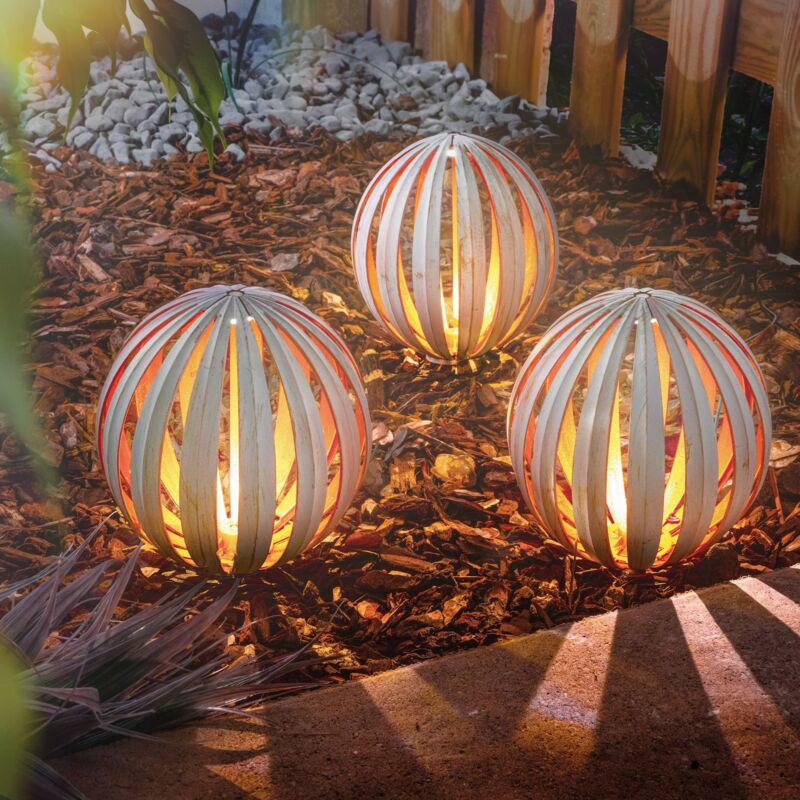 Solar-Dekokugeln Korsika 3erSet Solarleuchte outdoor Ø15cm altweiß 103026 - Esotec