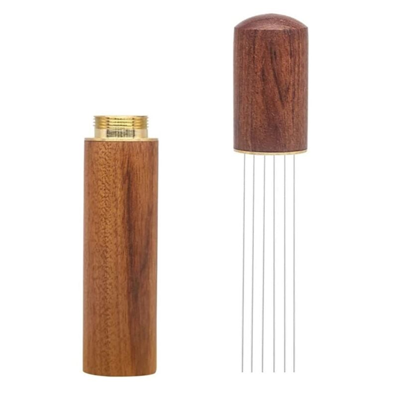 Tlily - Espresso-KaffeerüHrer Espresso-Verteilungswerkzeug Tragbares Espresso-Verteilungswerkzeug, 6 Nadeln Palisanderfarbe