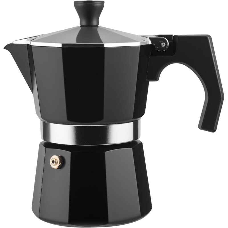 Espressokanne, 6 Tassen, Espressokanne aus Aluminium für den Herd, Perkolator, Espressokanne, 300 ml, 6 Tassen, schwarz