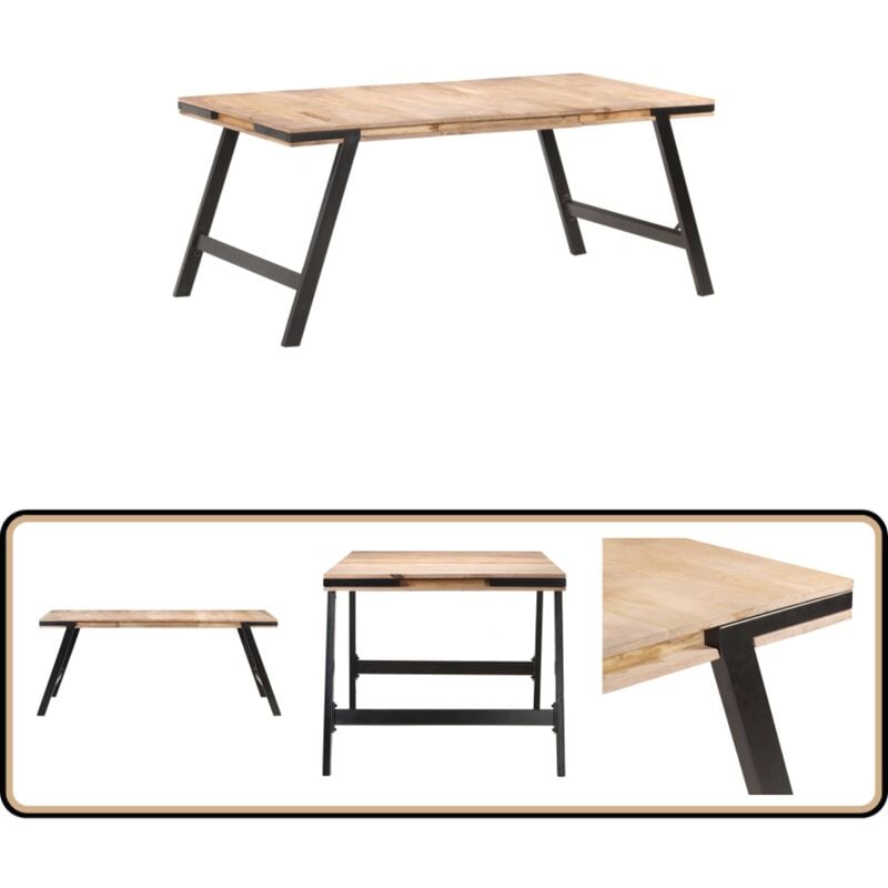 Esstisch 180x90x76 cm Massivholz Mango - Holz Esstisch - Esstisch Massiv Mango - Mangoholz Esstisch - Retro Esstisch - Wohnzimmer Esstisch