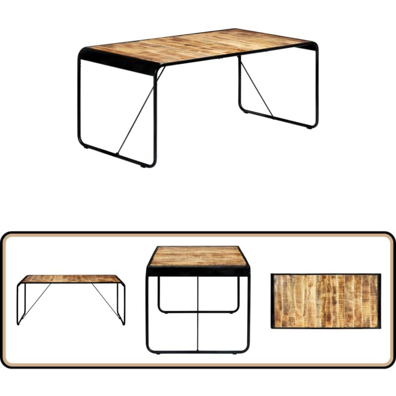 Esstisch 180x90x76 cm Raues Mangoholz - Industrieller Esstisch - Esstisch Massiv Holz - Mangoholz Esstisch - Holztisch - Wohnzimmer Dekoration