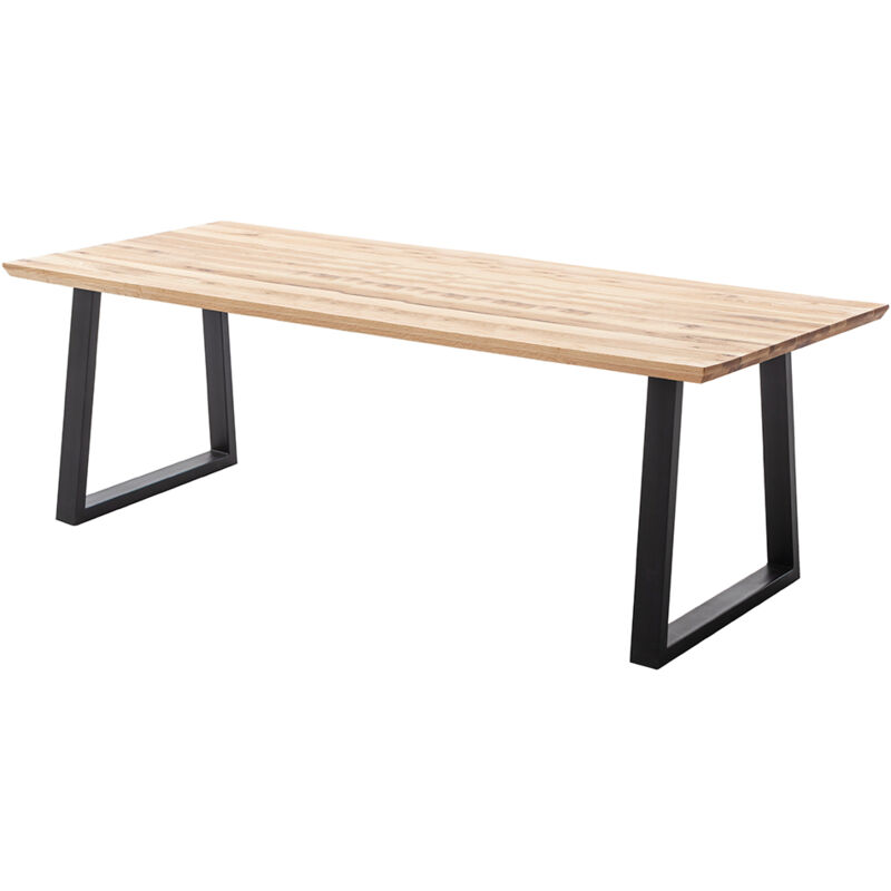 Esstisch 220x100 cm mit Schweizer Kante, Trapez-Gestell, Eiche massiv geölt, PARACATU-06