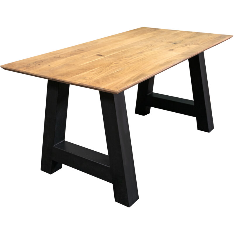 Sam Outillage - Esstisch 200 x 100 cm Akazie massiv naturfarben Schweizer Kante A-Gestell amalie