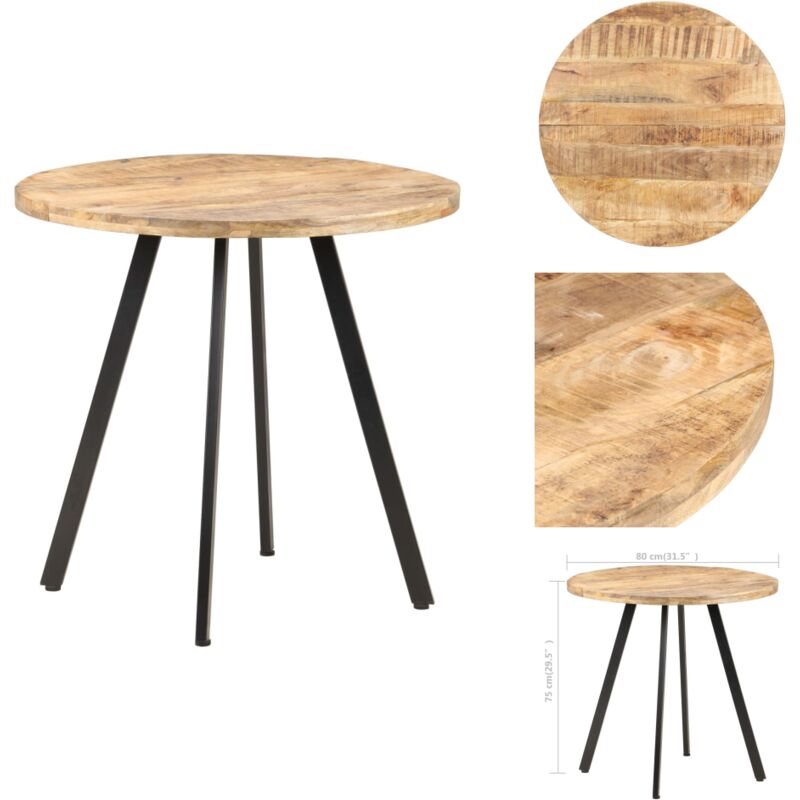 Esstisch 80 cm Raues Mangoholz - Industrieller Esstisch - Esstisch Holz - Mangoholz Esstisch - Holztisch - Wohnzimmer Dekoration