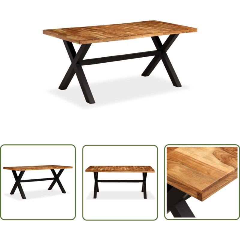 The Living Store Esstisch Massivholz Akazie und Mango 180x90x76 cm - Esstisch - Wohnzimmer - Holzmöbel - Eßplatz - Massivholzmöbel