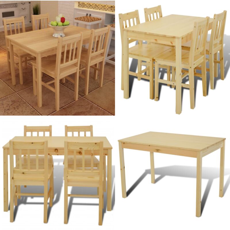 Vidaxl - Esstisch Holztisch mit 4 Holzstühlen Esszimmerset Essgruppe - Esszimmerset - Esstisch - Holzstuhl - Kiefernholz - Massivholzmöbel - Home &