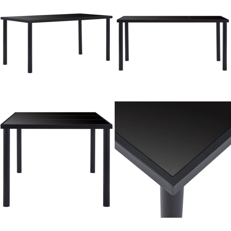 Vidaxl - Esstisch Schwarz 160 x 80 x 75 cm Hartglas - Esstisch - Schwarzer Esstisch - Glas Esstisch - Metall Esstisch - Moderner Esstisch - Home &