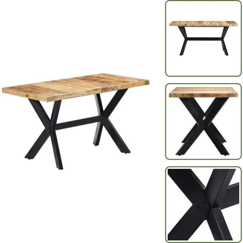 Vidaxl - Esstisch 140x70x75 cm Raues Mangoholz - Industrieller Esstisch - Mangoholz Tisch - Holztisch - Esszimmertisch - Küchentisch