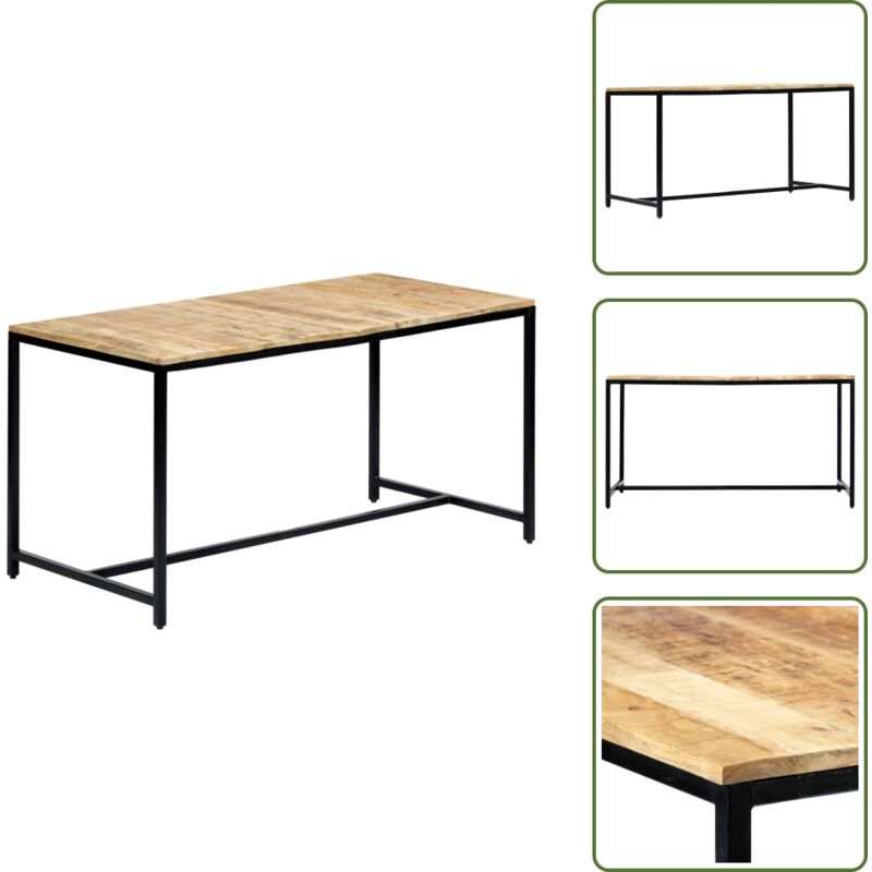 Esstisch 140x70x75 cm Raues Mangoholz - Industrieller Esstisch - Esstisch Massiv Holz - Mangoholz Esstisch - Holztisch Braun - Wohnzimmer Deko