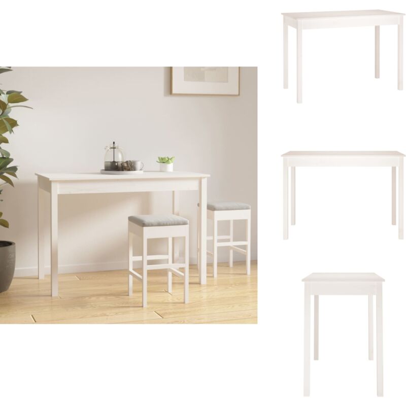 Esstisch Weiß 110x55x75 cm Massivholz Kiefer - Esstisch - Holzmöbel - Kiefernholz - Weißes Möbelstück - Küchenmöbel