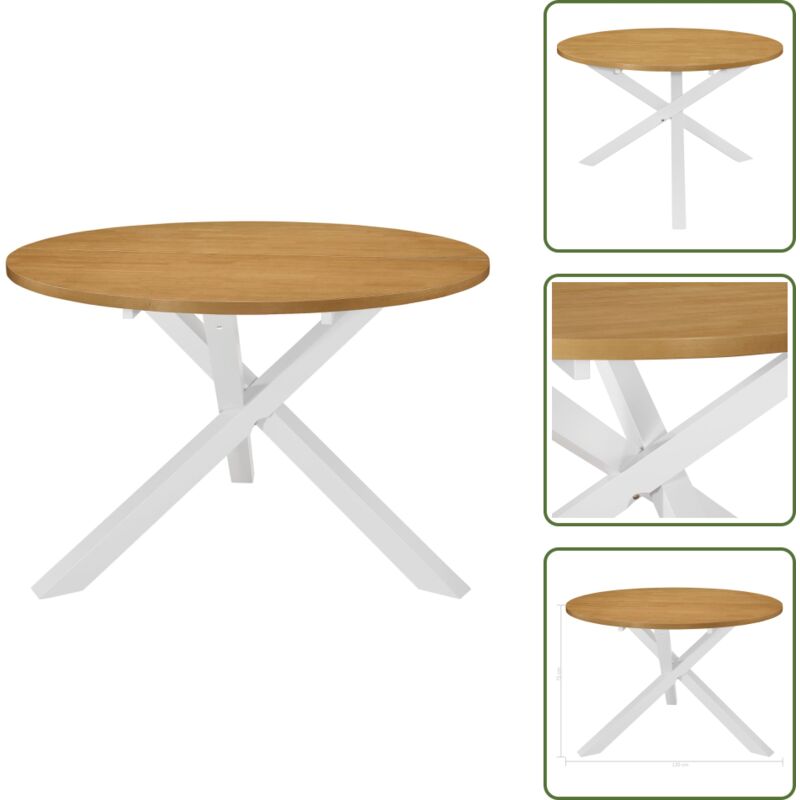 Vidaxl - Esstisch Weiß 120x75 cm mdf - Runder Esstisch - Esstisch Weiß - Esstisch Braun - Holztisch - Gummiholzmöbel