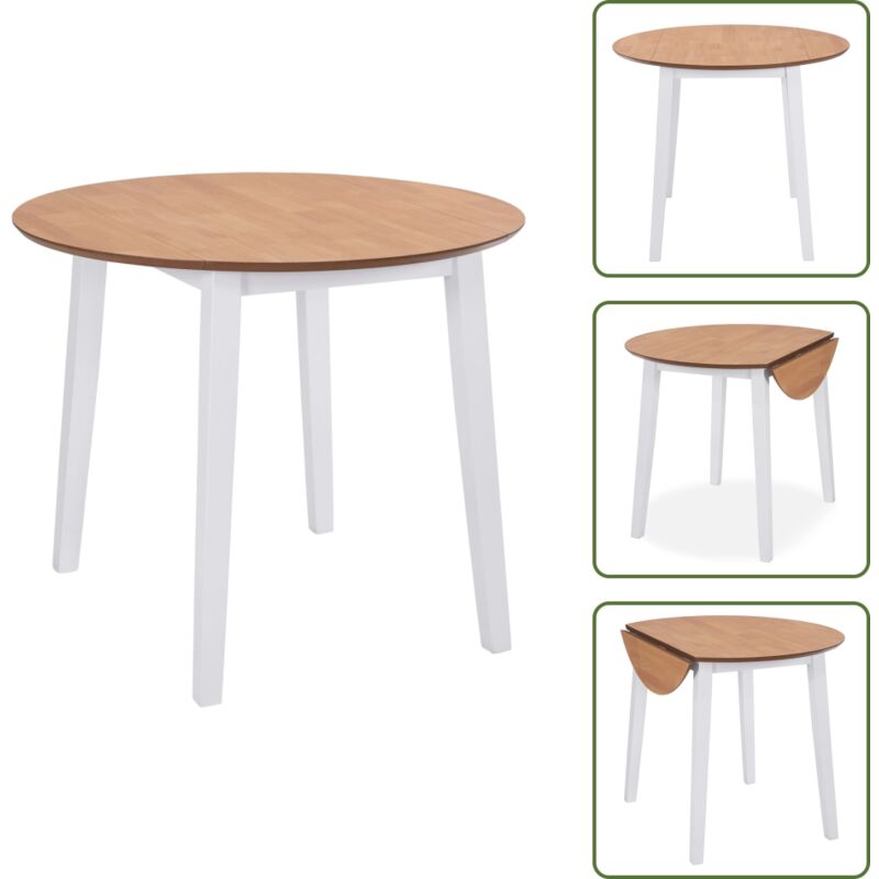 Esstisch Klappbar Rund mdf Weiß - Klapptisch - Esstisch - Runder Tisch - Weißer Tisch - Holztisch
