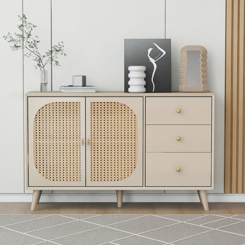 Esszimmer Wohnzimmer Sideboard Kommode Stehschrank Aufbewahrung Sideboard TV-Tisch mit T¨¹ren und Schubladen Sideboard mit groem Stauraum Offwhite
