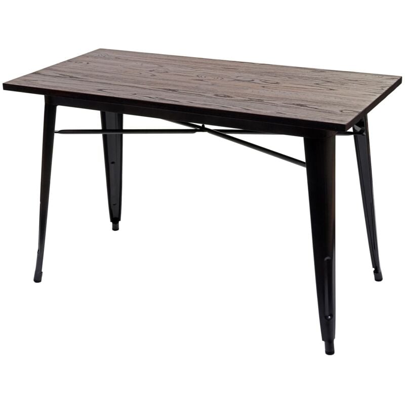 Esszimmertisch HHG 484a, Tisch Bistrotisch, Metall Ulme Holz Industrial Gastronomie mvg schwarz-braun 120x60cm