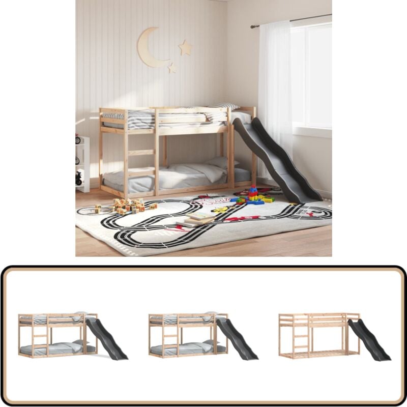 Etagenbett mit Rutsche und Leiter 90x190 cm Massivholz Kiefer - Etagenbett - Kinderzimmer - Jugendzimmer - Schlafbette - Holzmöbel