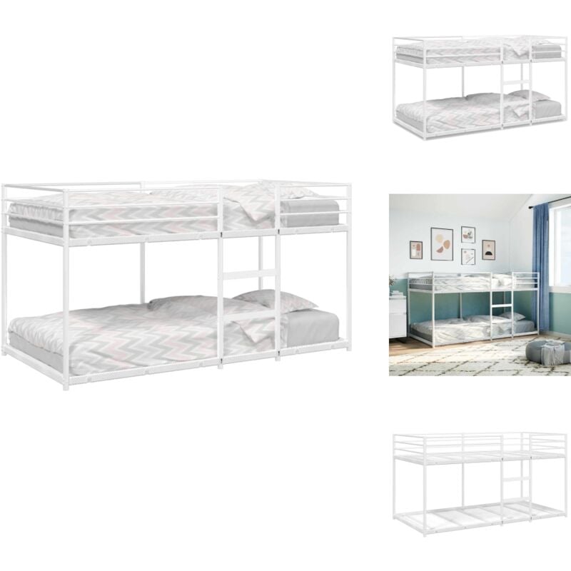 Etagenbett ohne Matratze Weiß 80x200 cm Stahl - Etagenbett - Etagenbetten - Bettgestell - Bettrahmen