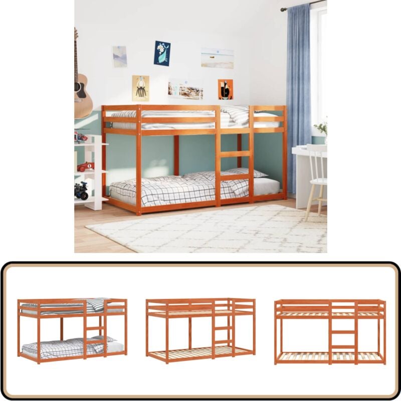 Etagenbett Wachsbraun 90x190 cm Massivholz Kiefer - Etagenbett - Jugendzimmer - Kinderzimmer - Doppelbett - Schlafplatz Sparen