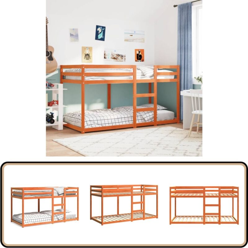 Etagenbett Wachsbraun 90x200 cm Massivholz Kiefer - Etagenbett - Hochbett - Jugendzimmer - Kinderzimmer - Schlafplatz Sparen