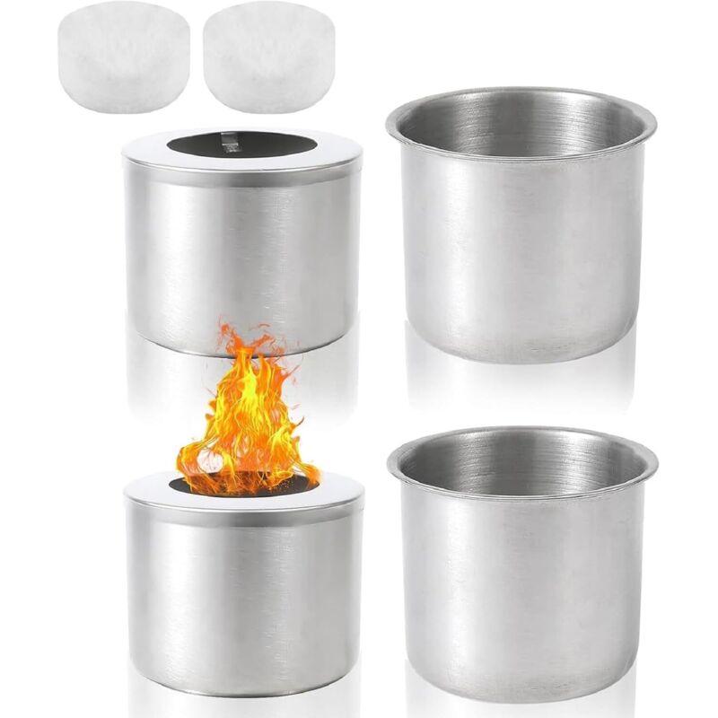 Ethanol Brennkammer mit Deckel für Innen, Bioethanol Topf Set, Edelstahl Bioethanol Brenner, Tischkamin Zubehör für Innen, Außen