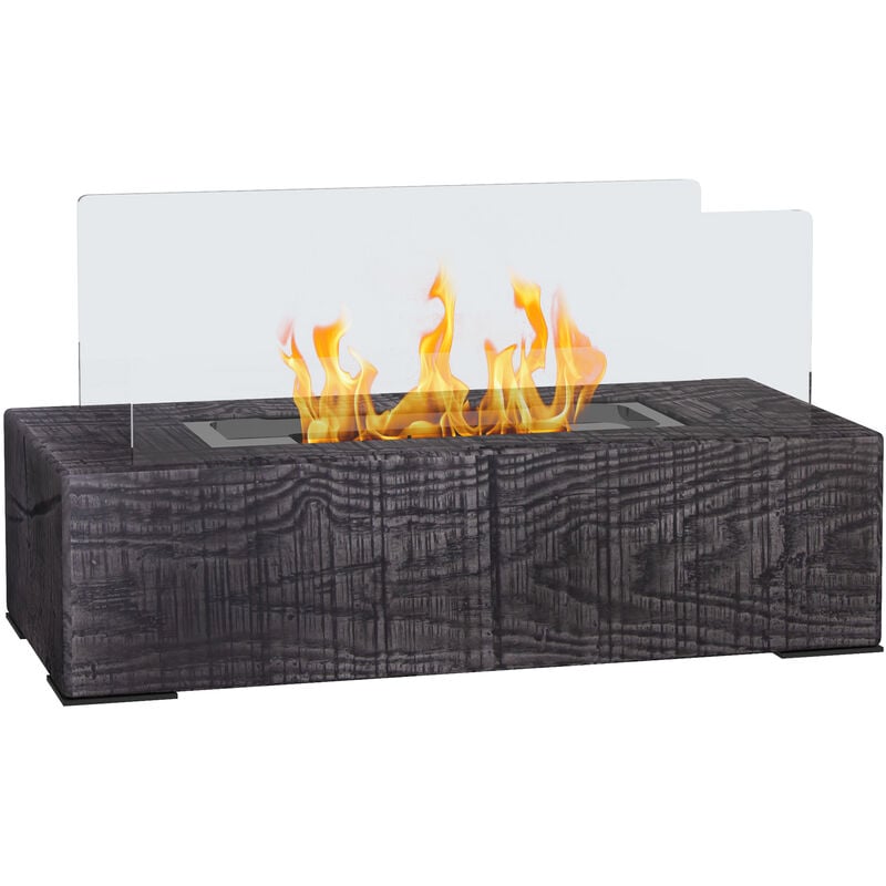 Tischkamin, Bio-Ethanol Kamin, 0,15 l Tischfeuer, tragbarer Indoor-Kamin mit Holzoptik, Edelstahl, 1000BTU, 33 x 16 x 18 cm - Homcom