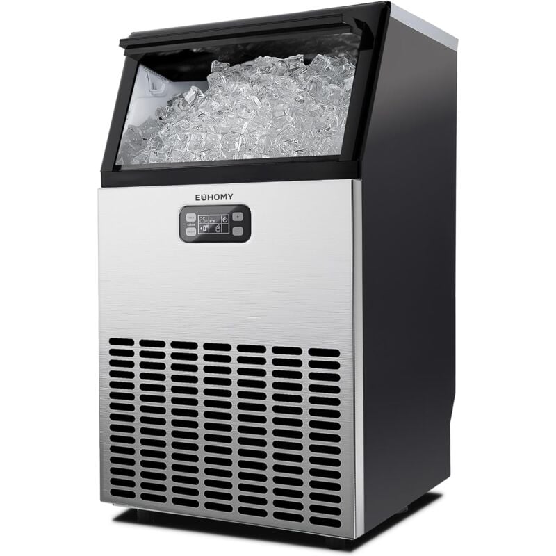 Euhomy - Gewerbliche Eiswürfelmaschine, 45 kg/24 Std. Edelstahl Untertisch-Eismaschine mit 15 kg Eislagerkapazität