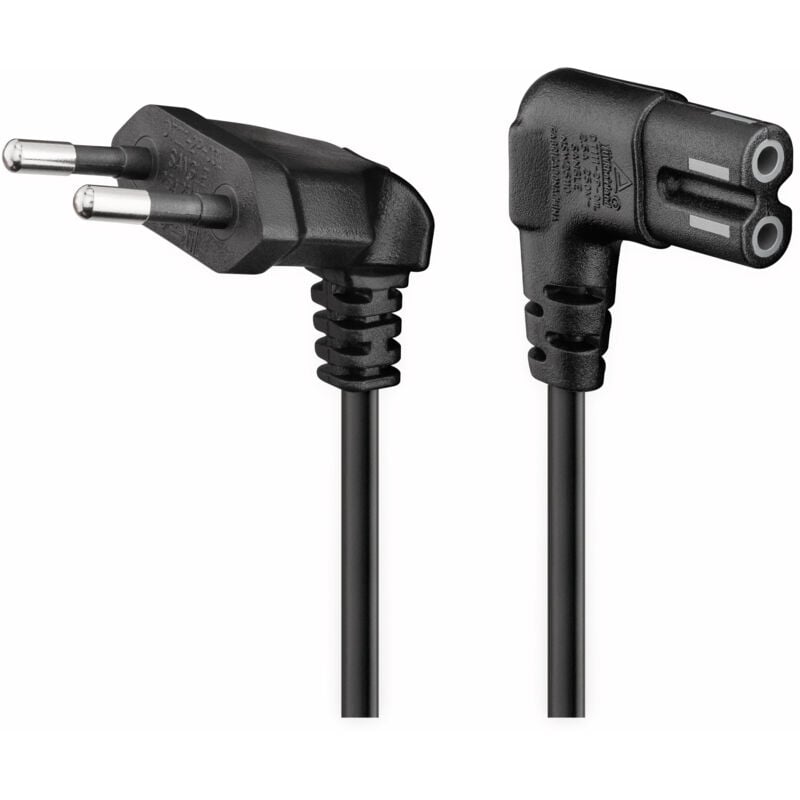 GOOBAY Euro-Netzkabel mit Doppelnutkupplung, schwarz, 1,5m, 90°, geeignet für SONOS PLAY 1 und 5