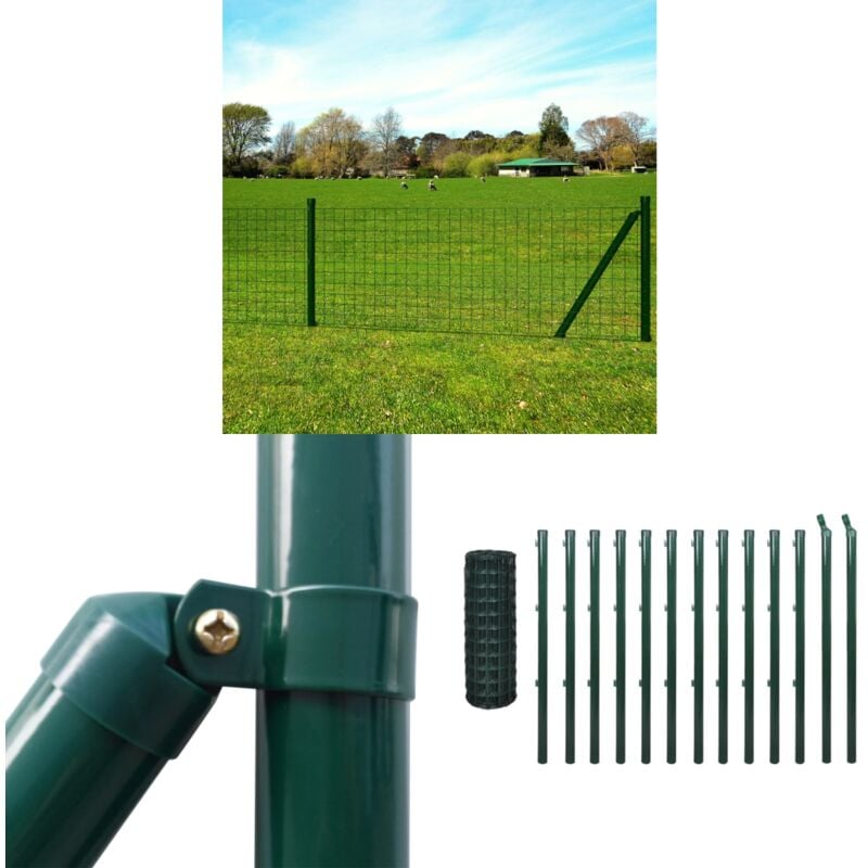 Eurozaun Stahl 25 x 1,2 m Grün - Stabiler Zaun - Gartenzaun - Metallzaun - Kunststoffzaun - Sicherheitszaun - Home & Living