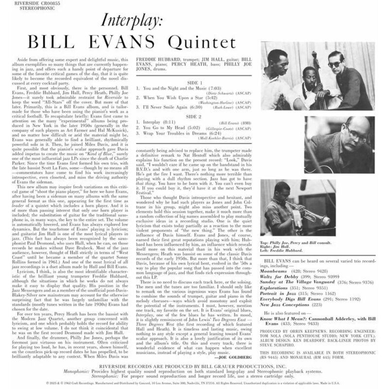 Evansbill Interplay Original Jazz Classics Series 180g