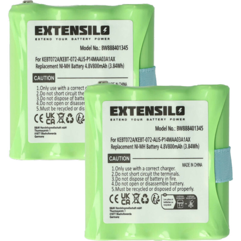 Extensilo - 2x Akku kompatibel mit Motorola XTR446, TLKR-T8 Funkgerät, Walkie Talkie (800mAh, 4,8V, NiMH)