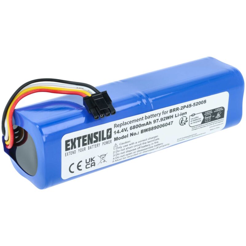EXTENSILO Akku kompatibel mit Xiaomi Roborock Q7 Q702-00, Q7 Max Q7M52-00, Q7 Max Q7M02-00, Q8 Max Staubsauger (6,8 Ah, 14,4 V, Li-Ion)