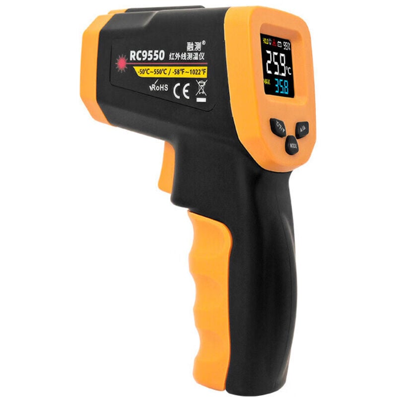 Externe Thermometerpistole - Digitale Lebensmittel- und Oberflächentemperaturpistole (-58F bis 1022F) für Pizzaöfen, Grills, Fleisch, HVAC, Motoren