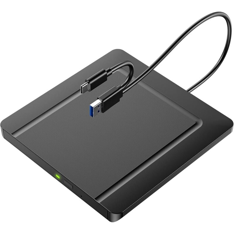 Externer CD/DVD-Brenner, USB 3.0 CD/DVD +/-RW-Brenner, kompatibel mit Laptop, Mac, Windows 10/8/7 (ultradünn)