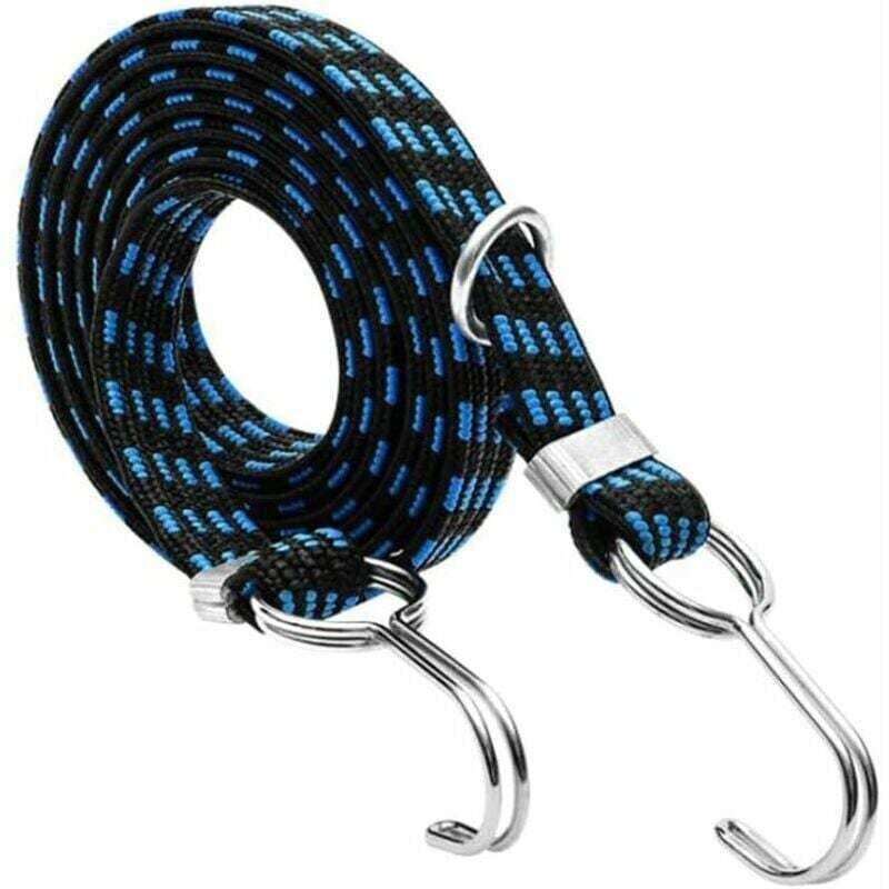 Extragroßes elastisches Bungee-Seil mit Haken für Gepäck, Fahrräder, Motorroller, Motorräder, 100–400 cm – Blau. 2M