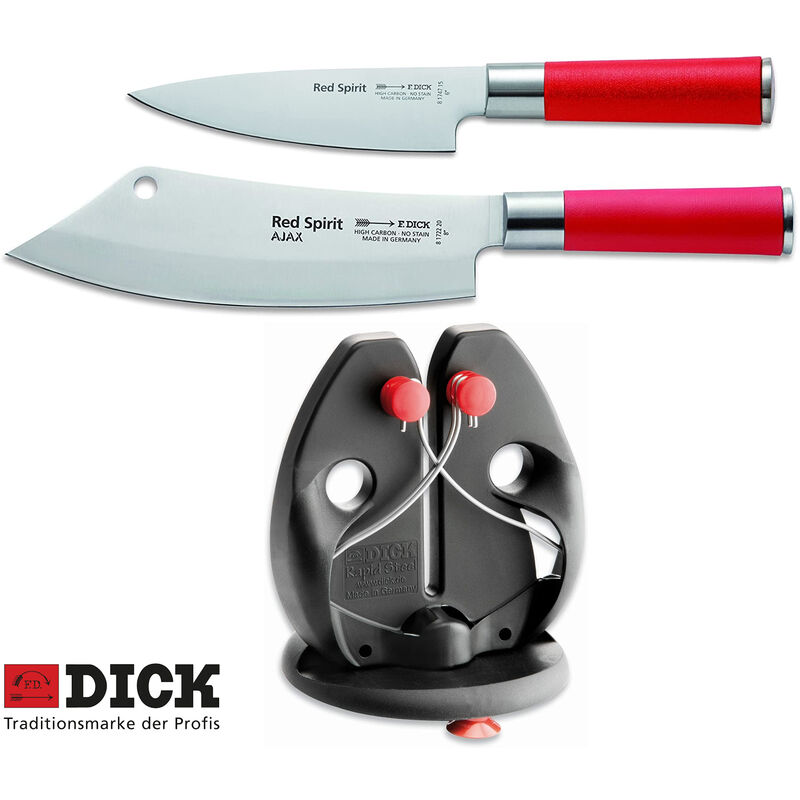 F. DICK Koch Messer Set ü¢€°Ã¢Ajaxü¢€°Ã¢Ã’ Red Spirit (Messer und Messerschürfer)