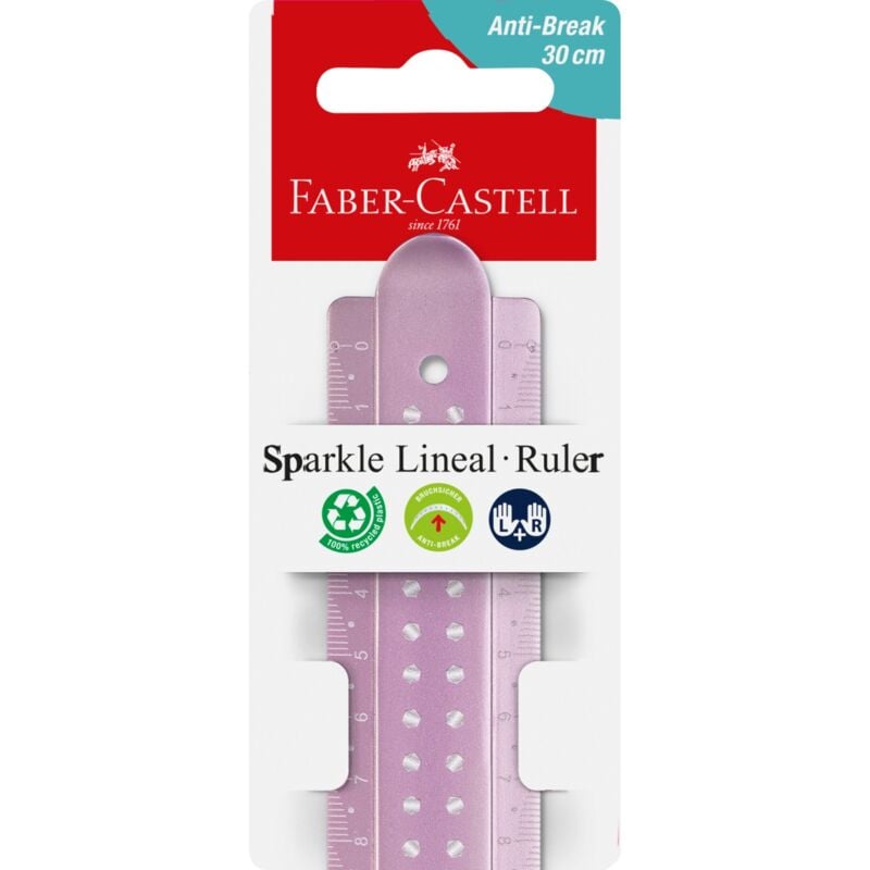 Faber-Castell Sparkle Lineal 30 cm – Pink, Türkis, Lila