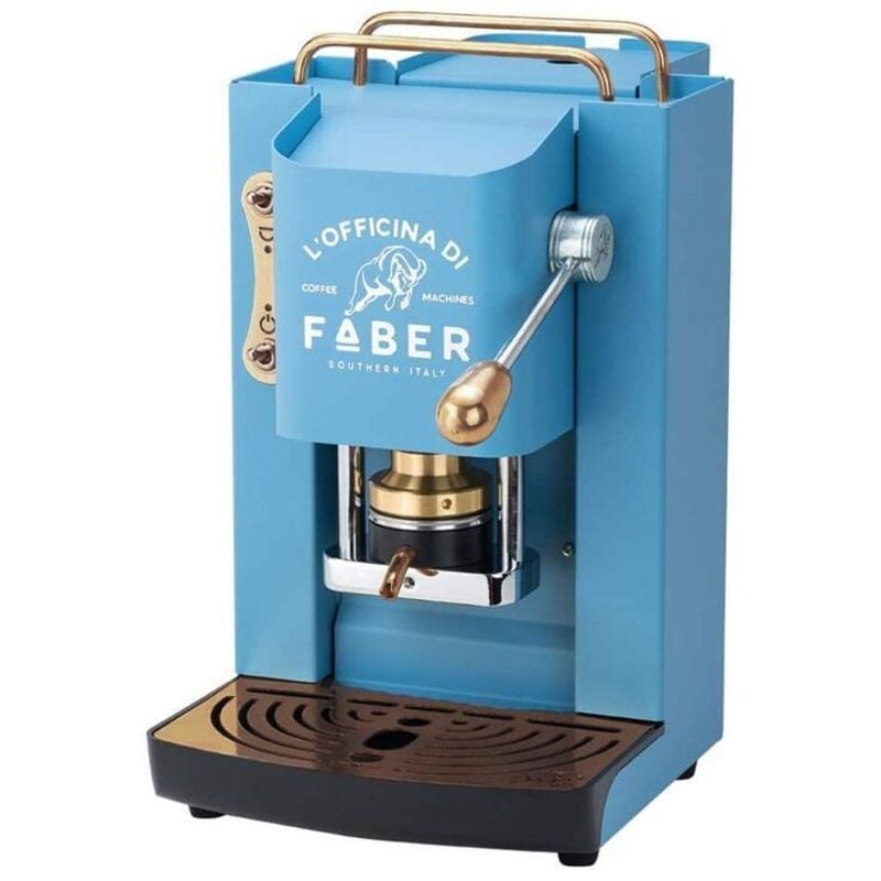 Faber Pro Deluxe Kaffeemaschine mit Messing-Padpresse, türkisfarbener Stahlrahmen