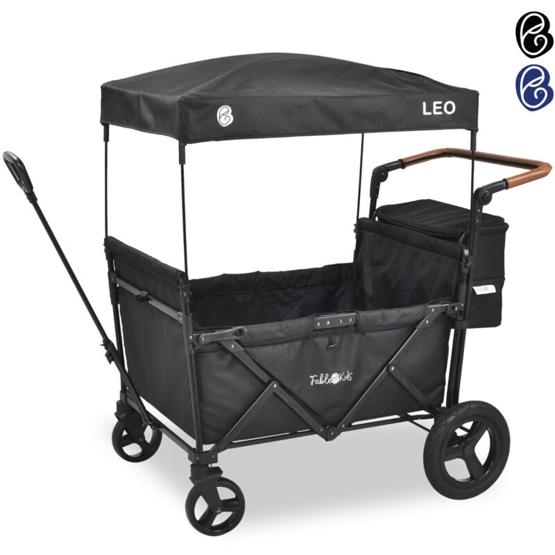 Arebos - FableKids Bollerwagen Leo X4Plus mit Dach 4 Sitzplätze Faltbarer Transportwagen XXL-Hecktasche 4x 5-Punkt-Gurt 360° Offroad Räder Fußbremse