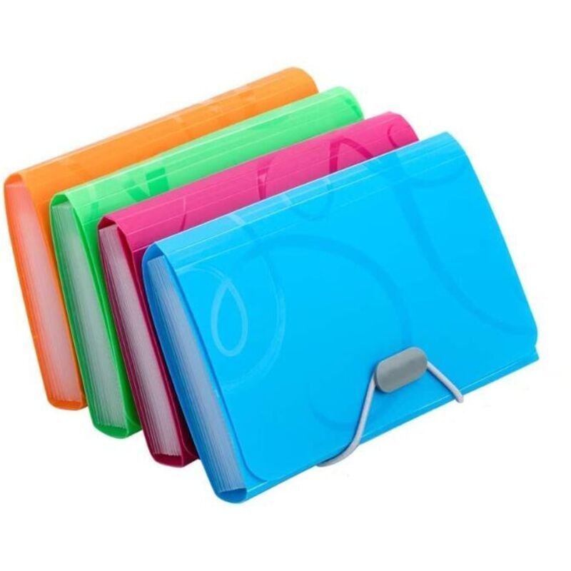 Odipie - Fächermappe, 4-teilig, Größe A6, klein, tragbar, 13 Fächer, Dokumenten-Organizer, mehrfarbig, Akkordeon-Ordner, Dokumentenhalter,