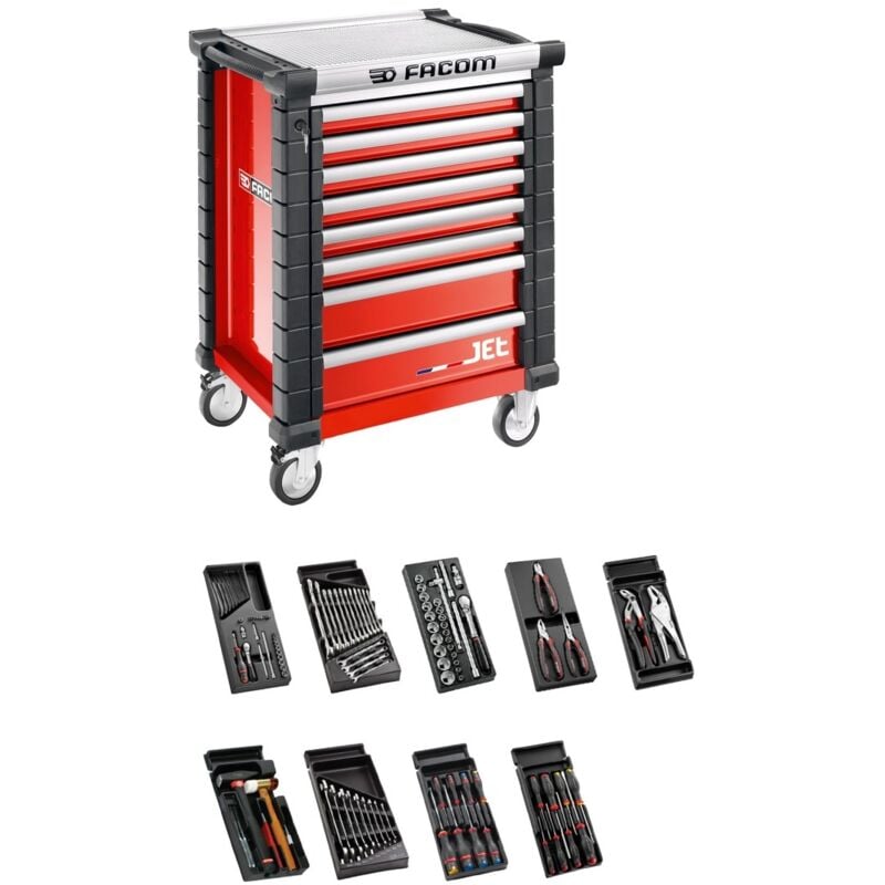 FACOM Werkstattwagen bestückt JET.8M3A mit 9 Modulen / 114 Werkzeuge