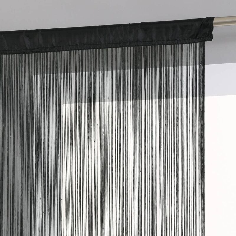 Fadenvorhang 100x200 cm, Fransenvorhang, Türvorhang, Vorhang 200 cm Höhe, Schwarz