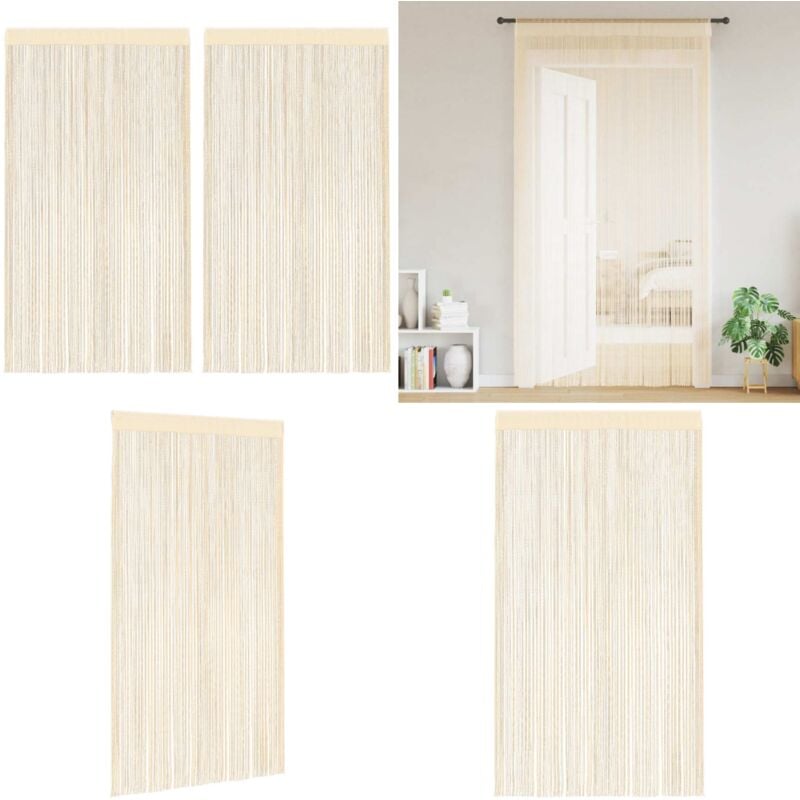 Fadenvorhänge 2 Stk. 140 x 250 cm Cremefarben - Fensterdeko - Vorhänge - Gardinen - Cremefarbene Vorhänge - Wohnaccessoires - Home & Living